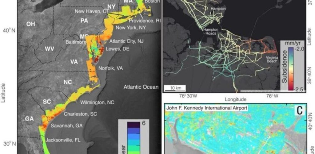 Revelan que zonas de la costa este de EU se están hundiendo