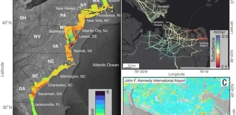 Revelan que zonas de la costa este de EU se están hundiendo