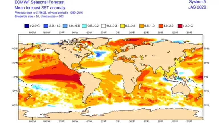 El Niño podría ser histórico: una nueva previsión apunta a un calentamiento superior a 2.5 °C en el Pacífico