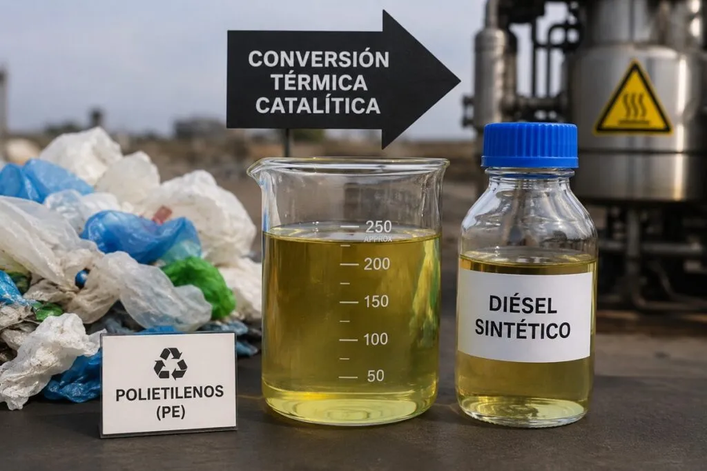 En EE.UU. convierten polietileno en gasolina y diésel usando aluminio, reduciendo energía y residuos